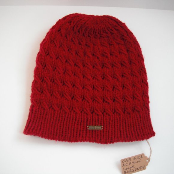 Hand Knitted Hat Toque One Size Acrylic Burgundy - 005 Hand knit by me - Picture 2 of 10